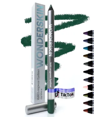 Wonderskin 1440 Longwear Green Waterproof Eyeliner Pencil - Sharpenable Eyeliner Pencil and Smudge Proof Green Eye Liner Pencils (Pine)