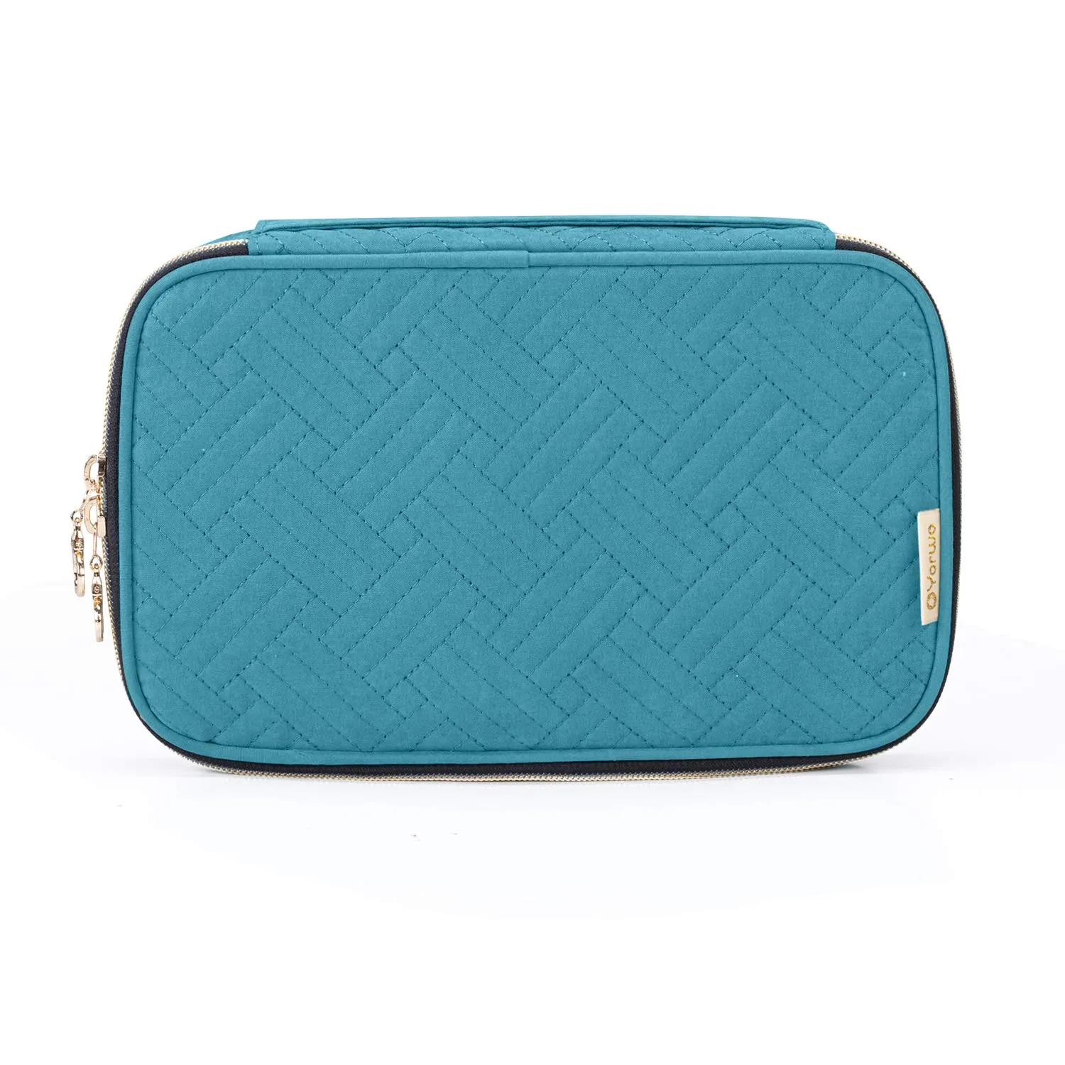Yarwo Travel Makeup Brushes Bag, Portable Cosmetic Bag for Makeup Brushes (up to 9.4") and Cosmetic Essentials, Teal (BAG ONLY, PATENTED DESIGN)