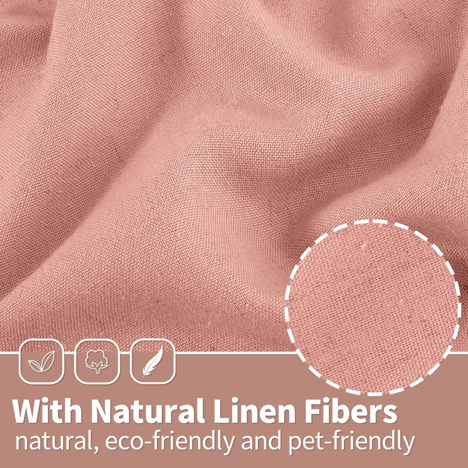 YoungsTex Dusty Rose Linen Curtains for Living Room 84 Inch Length 2 Panels, Blush Semi Sheer Drapes with Grommet Light Filtering Window Treatments for Bedroom Kids/Girls Spring, 52 X 84 Inch